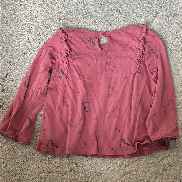 Carter's Child of Mine Pink Sparkly Unicorn Ruffle Shoulder Top Size 24m - Picture 2 of 5